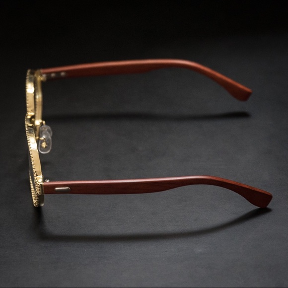 Men’s Gold Clear Lens Glasses With Lab Diamonds - Picture 4 of 4